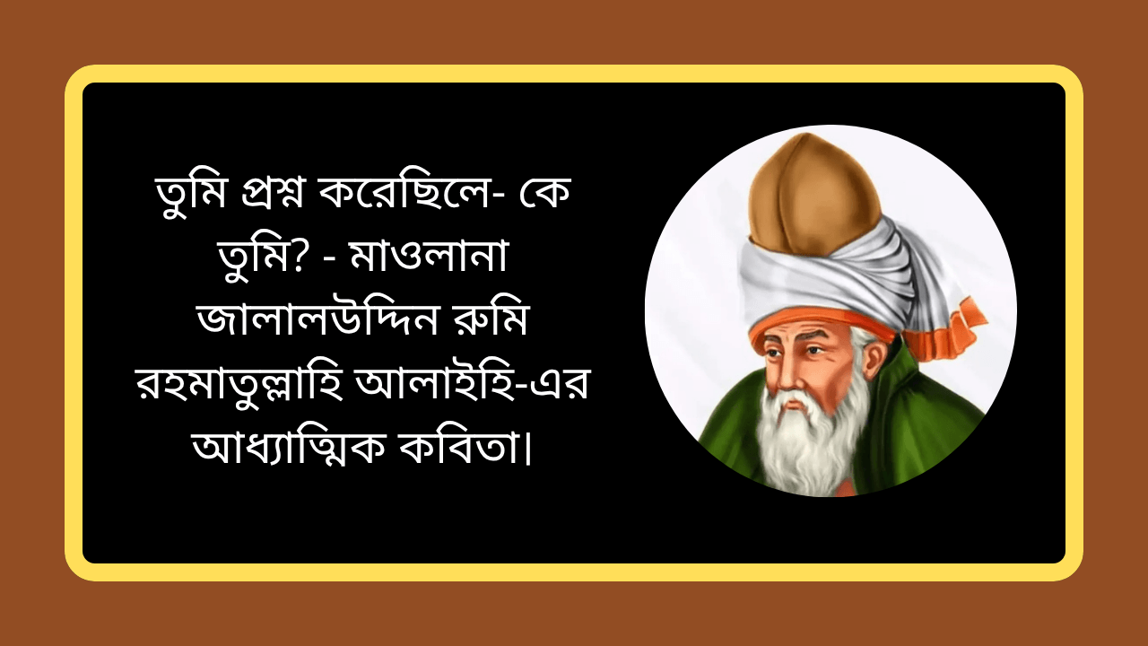 তুমি প্রশ্ন করেছিলে- কে তুমি? - মাওলানা জালালউদ্দিন রুমি রহমাতুল্লাহি আলাইহি-এর আধ্যাত্মিক কবিতা