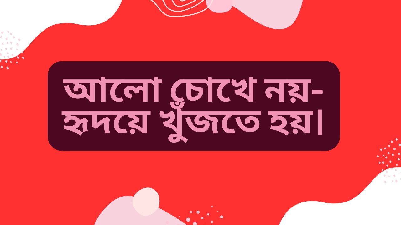 আলো চোখে নয়- হৃদয়ে খুঁজতে হয়।