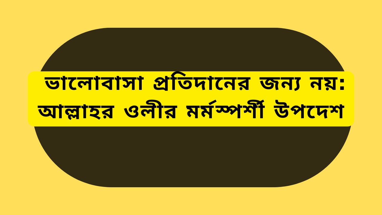 লোবাসা প্রতিদানের জন্য নয়: আল্লাহর ওলীর মর্মস্পর্শী উপদেশ