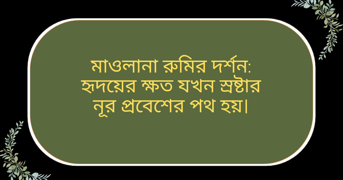 মাওলানা রুমির দর্শন হৃদয়ের ক্ষত থেকে নূর প্রবেশের পথ