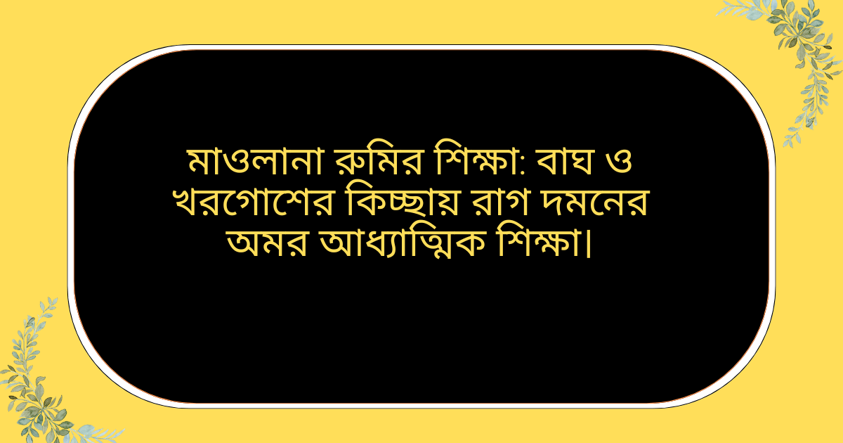 মাওলানা রুমির শিক্ষা রাগ দমনের আধ্যাত্মিক কাহিনী