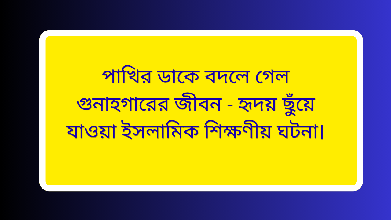 পাখির ডাকে বদলে গেল গুনাহগারের জীবন ইসলামিক শিক্ষণীয় ঘটনা