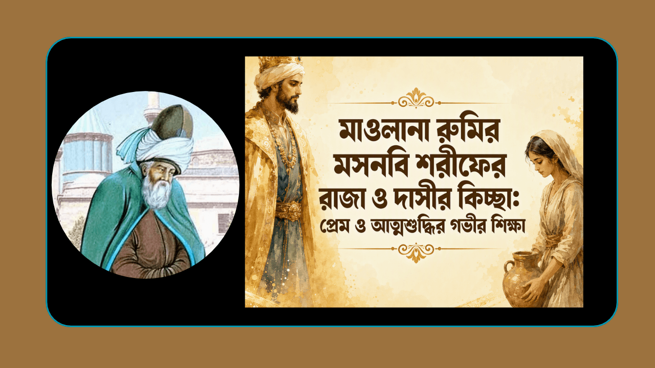 মাওলানা রুমির মসনবি শরীফের রাজা ও দাসীর কিচ্ছার মাধ্যমে প্রেম, অন্তরের আকাঙ্ক্ষা ও আত্মশুদ্ধির গভীর শিক্ষা তুলে ধরা হয়েছে।
